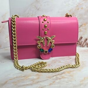 Pinko love pink jewel shoulder / crossbody bag 10x6x3 inchstrap drop 19 …
